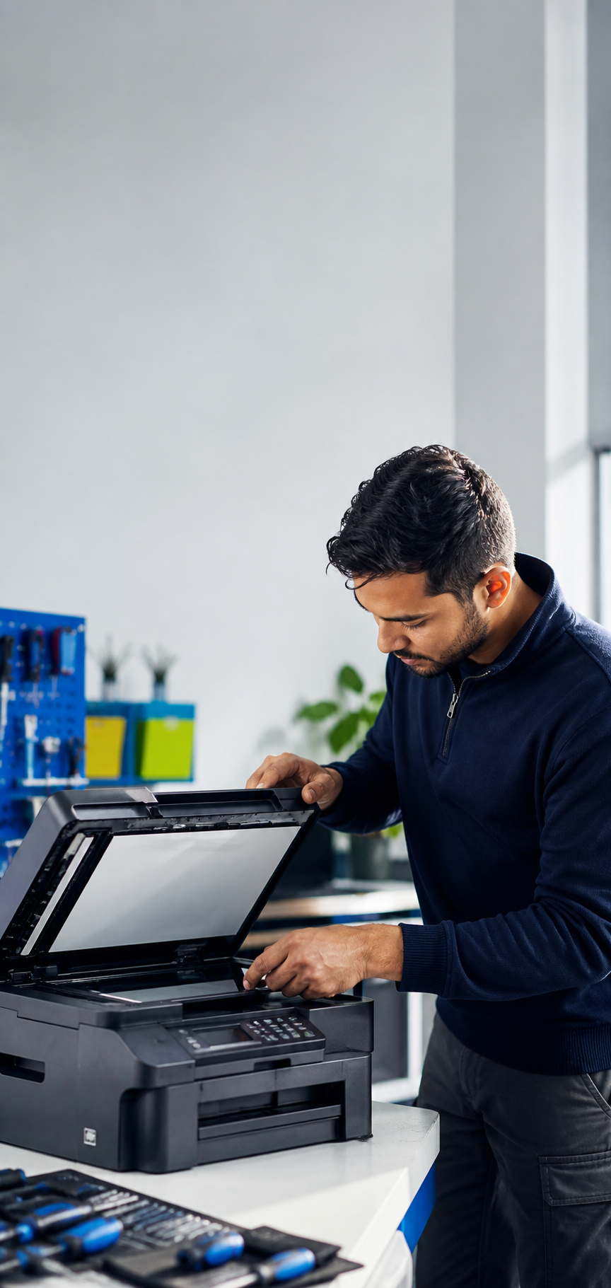 Printmax refurbished printer preparation workspace